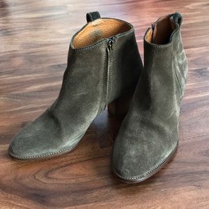 Madewell Suede Bootie Heels-Drab Olive Size 6